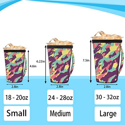 Arco-íris camuflado reutilizável capa de xícara de neoprene de neoprene com alça para bebidas frias bebidas de manga de bebida 30-32oz