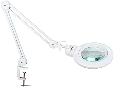 BEMELUX BIFOCALS AGUALIZAÇÃO Lâmpada de mesa com grampo, 5 dioptria com 20 dioptria, lente destacável de 6 polegadas e LEDs