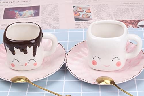 Marshmallow Canecas Conjunto de 4 com Handle Copos de Marshmallow Cute Cups de canecas fofas para crianças Cocos de chocolate quente