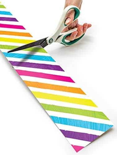 Professor criou Recursos Brights 4 Stripes Trimmas de borda laminadas retas - 50 pés - decore quadros de avisos, paredes, mesas, janelas, portas, armários, escolas, salas de aula, escola e escritórios em casa e escritórios