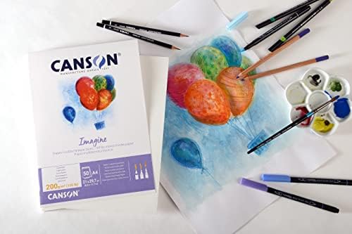 Canson Imagine Media Mixed Media 200gsm Papel, White Natural, A1 Pad, incluindo 25 folhas