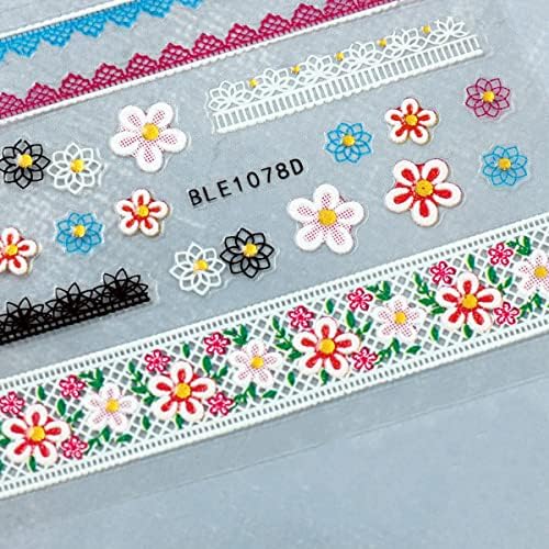 12 lençóis adesivos de unhas de flor da flor Decalques de unhas florais stciker sugestões de arte de unhas auto-adesivas 3D Blossom