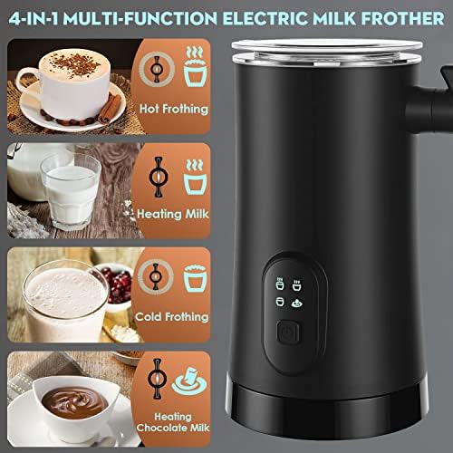 Frother de leite elétrico, vapor de 4 em 1 de leite, 11,8 onças/350 ml de espuma quente e fria automática para café,