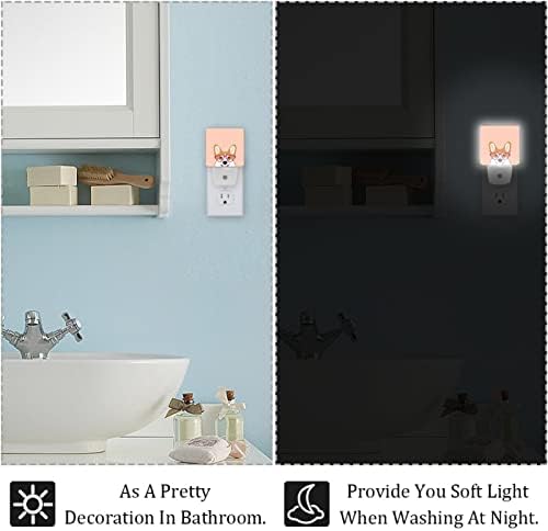 Luzes noturnas de desenho animado corgi se conectam à parede infantil LED Nightlight para bebê berçário quarto banheiro cozinha