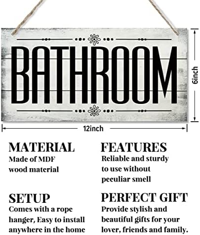 Banheiro de decoração de madeira, placas de madeira, placas de arte impressa na parede de madeira, banheiro placa rústica, sinal