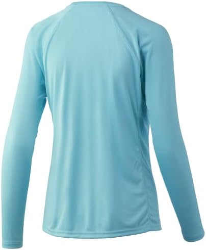 Huk Women's Standard Pursuit de manga comprida camisa de desempenho + proteção solar, brilho azul de reflexão, x-small