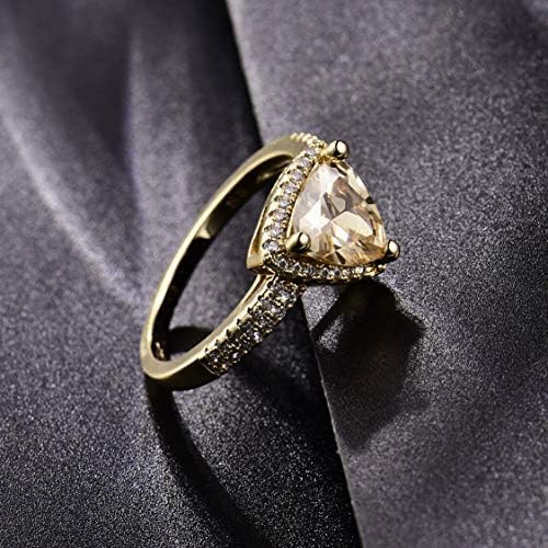Riangle Sapphire Gemstone Amarelo Gold Mulheres Mulheres Jóias de Casamento Anéis