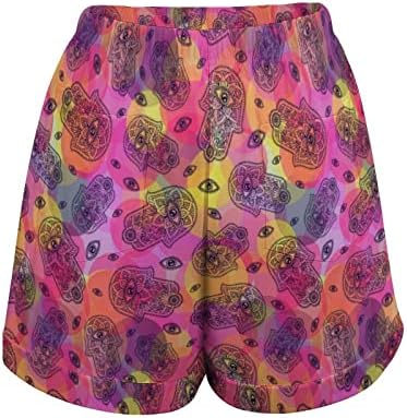 Indian Hamsa Patterless Pattern Short Feminino Presnta -Casual Casual Casual Casual Curto de praia Shorts com bolsos