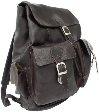 Piel Leather Large Backpack Flap Mackp, chocolate, tamanho único