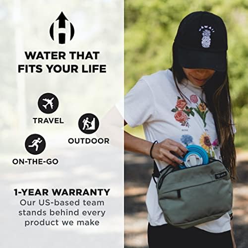 Garrafa de água dobrável hydaway, tampa de 17 onças de flip-top | Silicone ultra-embalável, amigável para viagens,