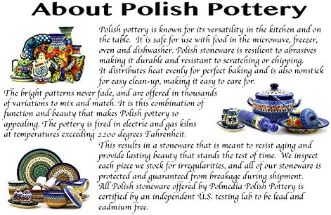 Tigela de cerâmica polonesa de 12 polegadas feita por Ceramika Artystyczna + Certificado de Autenticidade