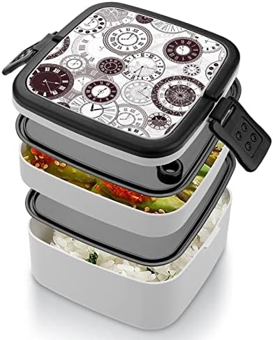 Relógio romano Imprimir tudo em uma caixa de bento Bento Contêiner de almoço com colher para escola /trabalho /piquenique