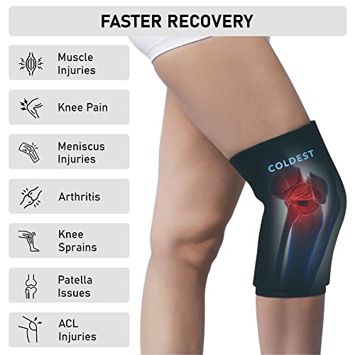 Pacote de gelo mais frio do joelho 360 - Compressão de alívio da dor no joelho, envoltório de gelo reutilizável em gel para lesões nas pernas, inchaço, cirurgia de substituição do joelho, terapia de compressão a frio