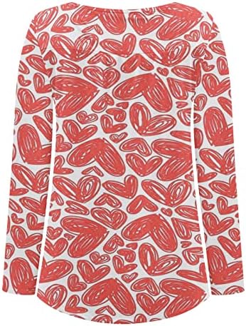 Tops casuais elegantes para mulheres para blusas de túnica do Dia dos Namorados para leggings camiseta de coração fofo camiseta plana Henley camisa