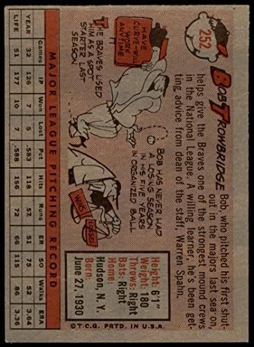 1958 Topps 252 Bob Trowbridge Milwaukee Braves Dean's Cards 5 - Ex Braves