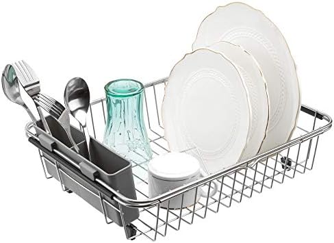 Sanno sobre a pia expansível rack de secagem de pratos, escorrinhor de prato, rack de prato rack de aço inoxidável utensil toutware