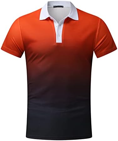 Camisas pólo masculinas de HDDK, manga curta gradiente de retalhos de retalhos de golfe casual Button Button Summer