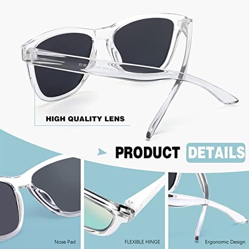 Viysioo Sunglasses para mulheres homens, polarizada feminina clássica quadrada moderna retro espelhado óculos UV400 Proteção