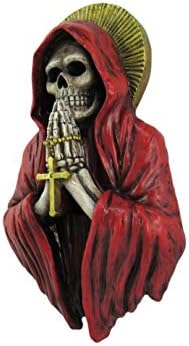 World of Wonders Gifts Santa Muerte Day of the Dead Wall Monted Sculpture | Decorações góticas mexicanas Fiesta | Decorações de parede do crânio e decoração da parede da sala - 13