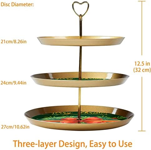 Lyetny 3 Sobessert Stand Stand Gold Cupcake Pastral Stand para festa de chá, casamento e aniversário, bolas de Natal apresentam arco com fundo verde