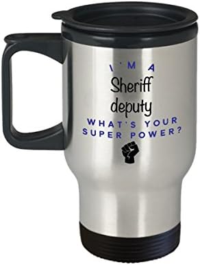 Caneca de viagens do xerife, sou um vice -xerife O que é super poder? Canecas de café engraçadas, ideia para homens para