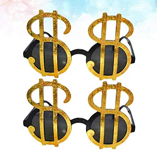 Nuobesty USA Glasses 2pcs signo de dólar óculos de sol Rapper rock óculos de sol trajes figurinos de figurino de óculos de festa