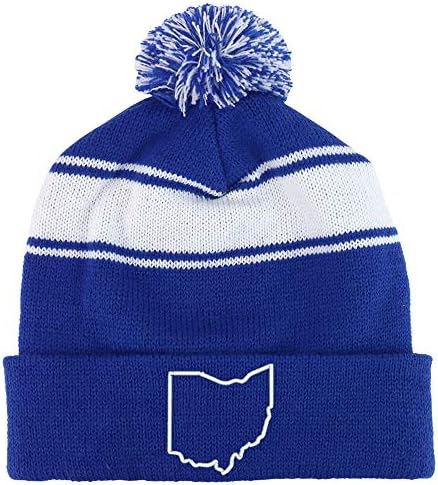Trendy Apparel Shop Ohio State descrevendo dois tons pom listrado chapéu de gorro longo