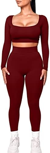 Roupa de treino feminino KAMIL Roupa de 2 peças roupas de manga comprida calças de legging de manga comprida combinando