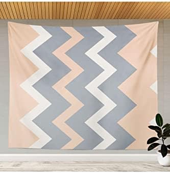 Ysahome geométrica tapeçaria, prata brilhante detalhada horizontal zigue -zagueiro Chevron Baby Kid Bursery com tema de parede macia e macia pendurada para o quarto dormitório, 86x55 polegadas, pêssego