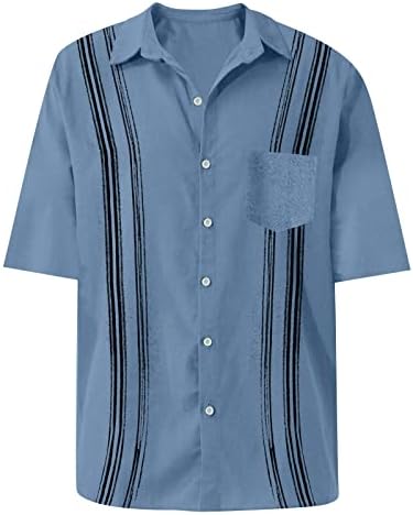 Camisas florais havaianas masculinas Botão de linho de algodão camisetas de praia tropicais