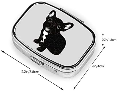 Cute Black Puppy Square Mini Caixa de comprimidos Medicate Organizer Travel Friendly Portable Pill Case