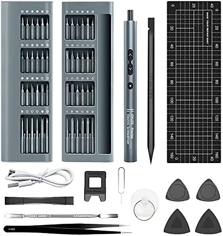 62 em 1 mini chave de fenda elétrica, kit de chave de fenda elétrica sem fio portátil e portátil recarregável com luz LED e 48 cabeças de chave de fenda padrão, ferramenta útil de reparo para o laptop da câmera de assistir telefone.