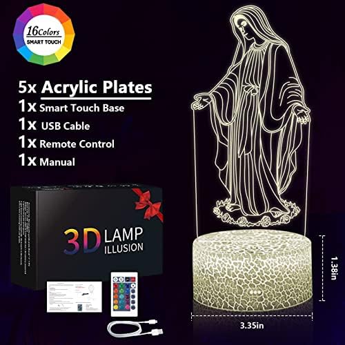 5 em 1 Jesus Gifts Set, Jesus Night Light, Jesus Cristo, presentes católicos, Virgin Maria Gifts, 16 Cor e controle