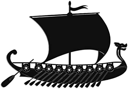Decoração de parede de metal, decoração de navio de metal viking, símbolos nórdicos arte de navios vintage, decoração