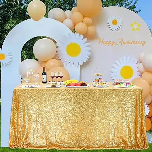 Toca de mesa de ouro de Balsacircle - Toca de mesa de lantejoulas de ouro para festas Toclagem de glitter Manteles de Mesa de Tela