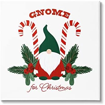 Stuell Industries Gnome for Christmas Candy Canes Arte da parede de lona, ​​design no Saturday Evening Post