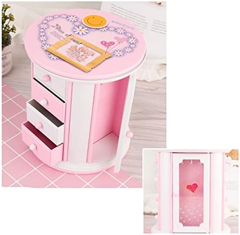Zlbyb Round três camadas de gaveta caixa de música, joias musicais Boxt, decoração de casa (cor: rosa, tamanho