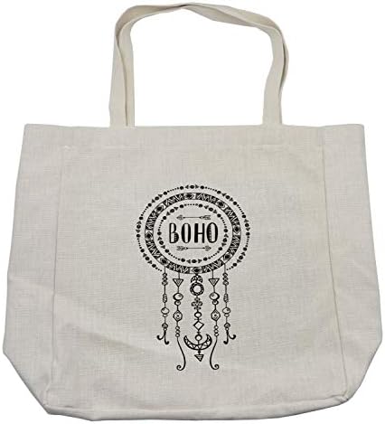 Bolsa de compras tribais de Ambesonne, estilo boho minimalista forma imagem folclórica, bolsa reutilizável ecológica para