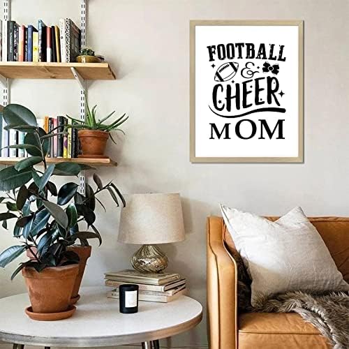 Citação motivacional emoldurado Wood sinal de família Futebol e torcida mamãe citações bíblicas placas decorativas modernas com moldura de madeira sinais de madeira da família para entrada de cafeteros de cafeteros decoração de parede 20x16in