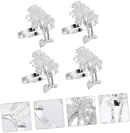Anéis de guardanapo de coco aboofan adorno para mesa de decoração de casamento para mesa de 4pcs bandas de guardana