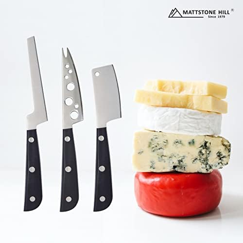 Faca de queijo, faca de queijo Mattstone Hill Conjunto - faca macia e semi -dura, faca de queijo macio, cutelo de queijo, aço inoxidável