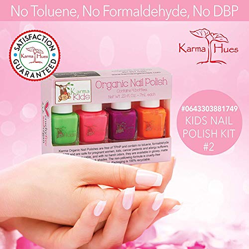 Karma Organic Natural Kids Removedor de esmalte Cereja perfumado com caixas infantis definidas não tóxicas, veganas, sem crueldade,