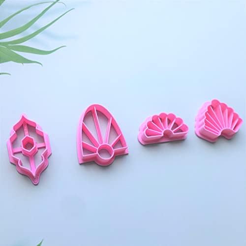 Conjunto de Chenrui de 4 cortadores de argila de polímero floral com selos de gravação, cortador de argila de brincho art
