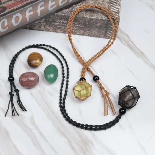 Cabo de colar de pedra Lersusi, conjunto de colar de cristal de cura, corda ajustável, feita à mão, pedras preciosas naturais, jóias