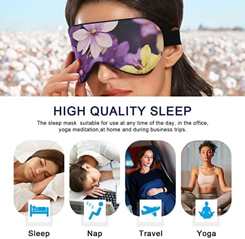 Máscara de sono roxa de bouquet de fóliosa, purê de olho confortável respirável para dormir pesado para mulheres com alça elástica ajustável