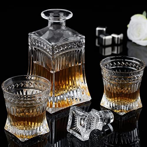 Relaxdays Whisky Glasses Conjunto de 4, caixa de presente, padrão decorativo, h x D: 9 x 9 cm, 240 ml, transparente