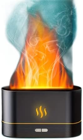 Umidificador de difusão de ar de chamas de puingren, com umidificador de ar leve, difusor aromático portátil, portátil, para difusor de óleo essencial para casa, escritório ou ioga