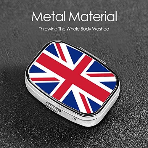 British Flag Square Mini Caso Caso de Viagem Organizador de Medicina Compartimentos Portáteis Caixa de Pílis de Metal
