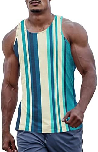 Youngc Cotton Tees for Men Men Casual Summer Round Round Round 3D Impresso Tank Tops Tops Men Mock Manga Longa