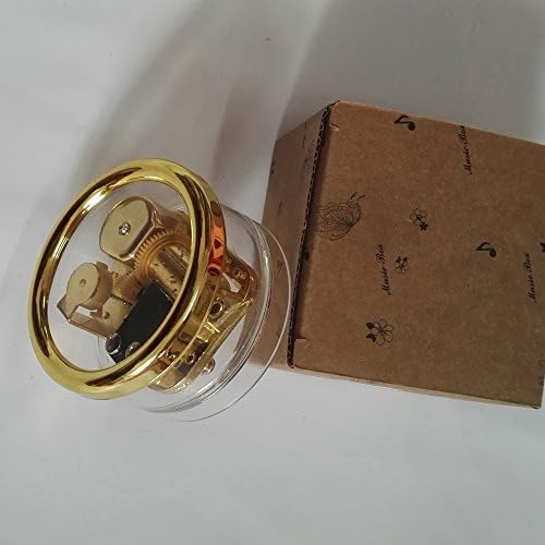 Caixa de música de plásticos acrílicos de corda criativa com movimento de plataforma de ouro, várias formas, caixa
